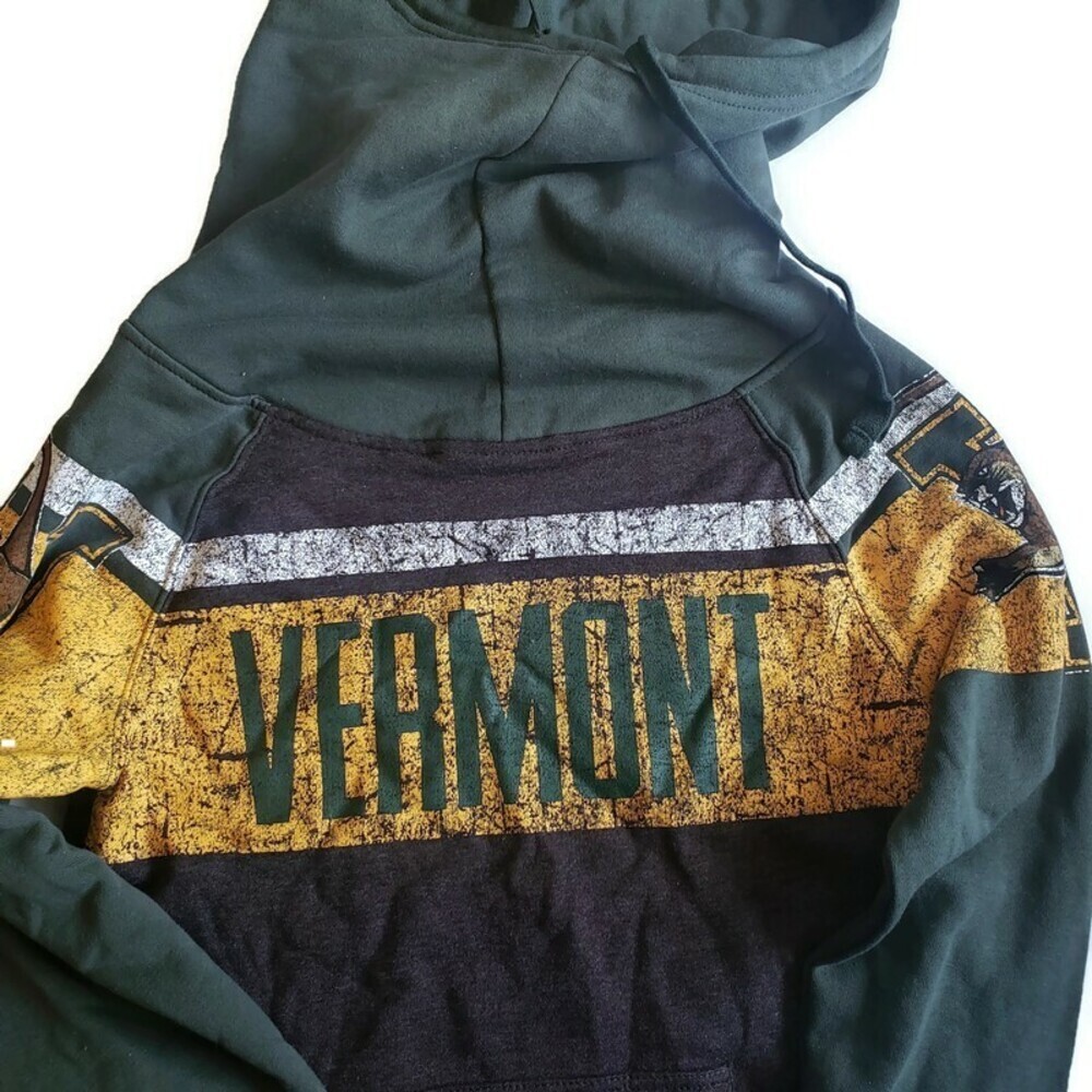 NCAA Womens S 4/6 Vermont Catamount Long Sleeve Pullover Hoodie Sweatshirt Green - Picture 1 of 4
